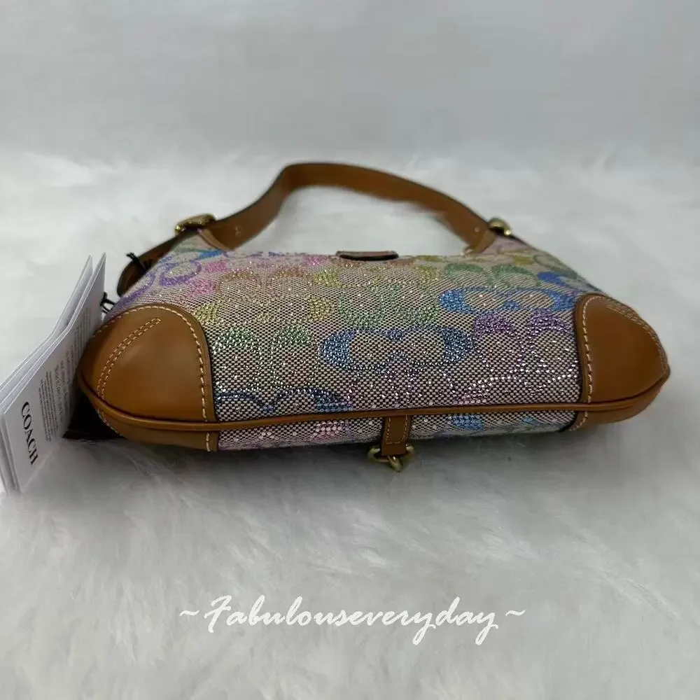 Coach Holographic Signature Canvas Shoulder Bag with Brown Leather Trim - Picture 9 of 11